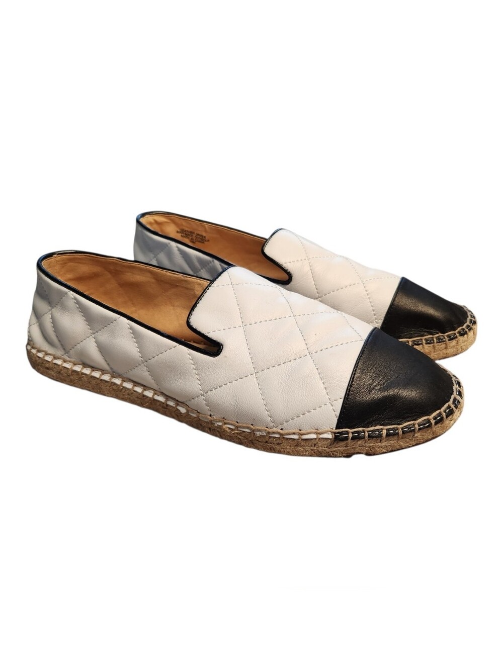 Talbots Izzy Quilted Espadrille Leather Flats, Sz 10